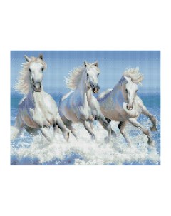 Алмазная мозаика Белая тройка лошадей 40 50см холст на деревянном подрамнике Три совы