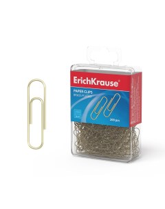 Скрепки металлические омедненные 28мм пластиковая коробка 200 шт Erich krause