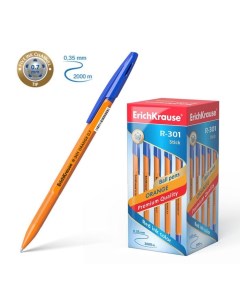 Ручка шариковая R 301 Orange Stick узел 0 7 мм чернила синие длина линии пи Erich krause