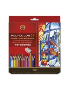 Карандаши цветные 1377671 Polycolor 36 цветов шестигранные с точилкой Koh-i-noor