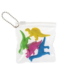 Набор ластиков фигурных 4 штуки Динозавры в пакете на зип молнии штрихкод на штуке МИК Calligrata