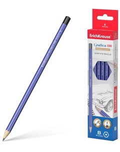 Чернографитный шестигранный карандаш Grafica 100 B 12 штук Erich krause