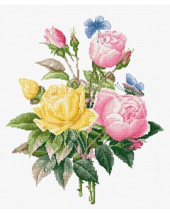 Набор для вышивания LUCA S Желтые розы и бенгальские розы 25х30 см арт BU4003 Luca-s