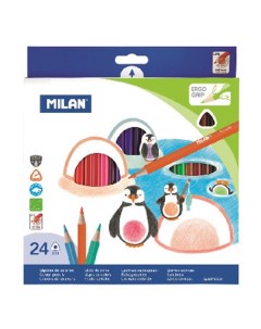 Карандаши цветные трехгранные 24 цвета Milan