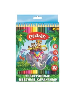 Карандаши цветные трехгранные 18 цветов Creativiki