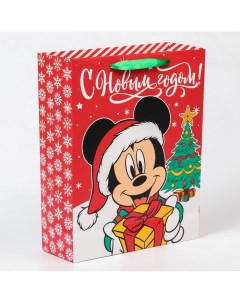 Подарочный пакет ламинированный вертикальный С новым годом Микки Маус 31х40х11 5 Disney
