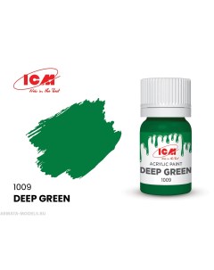 C1009 Краска для творчества 12 мл цвет Темно зеленыйDeep Green Icm-color