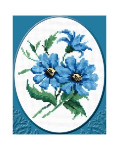 174 Набор для вышивания РC Студия Синие цветочки 20 18 см Рс студия