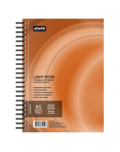 Бизнес тетрадь 100л кл А5 LightBook спираль обл оранж блок белый 70г м Attache