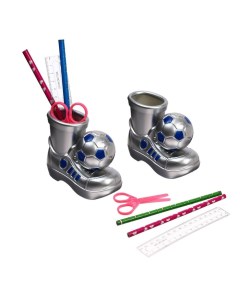 Настольный набор детский Ботинок с мячом из 5 предметов подставка ножницы Calligrata