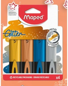 Набор маркеров текстовыделителей Fluo pep s glitter 1 5мм блестящие 4цв Maped