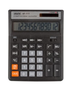 Калькулятор настоль ПОЛНОРАЗМ AF 777 12р дв пит 200x155мм черный Attache