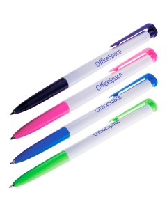 Ручка шариковая автоматическая OfficeSpace синяя 0 7мм цветной корпус 8 шт Спейс