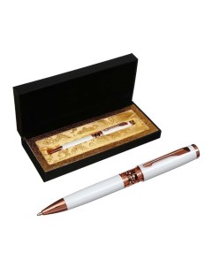 Шариковая ручка подарочная в кожзам футляре Кронос белый с золотым Calligrata