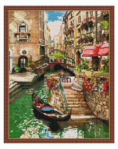 Алмазная мозаика нанесенной рамкой Венецианский пейзаж 36 цветов 40х50 см Molly