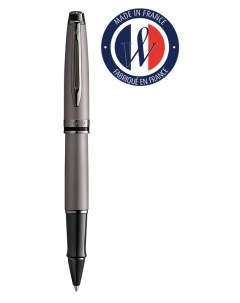 Ручка роллер Expert DeLuxe 2119255 Metallic Silver RT F черные чернила подар ко Waterman