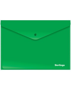 Папка конверт на кнопке А4 180 мкм зеленая Berlingo