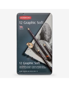 Набор чернографитных карандашей Graphic Soft 12шт 9B H в метал упак Derwent