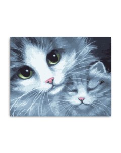 Набор для рисования по номерам ТМ Кошка с котенком Цветной