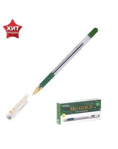 Ручка шариковая MC Gold стержень зеленый узел 0 5 мм грип 12 шт Nobrand
