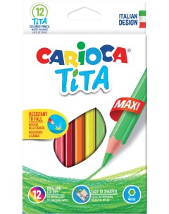 Набор карандашей цветных TITA MAXI пластик 12 цв шестигранные с европодвесом Carioca