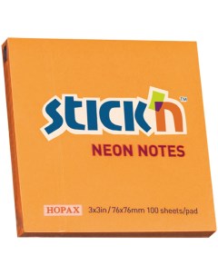 Бумага для заметок Stick n Eco 76x76 мм 70 г м2 100 листов неон оранжевый Hopax