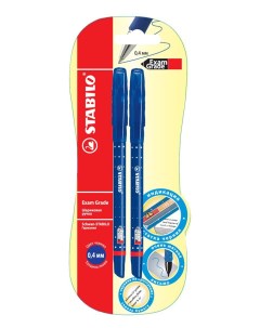 Ручка шариковая 0 4мм Exam Grade синяя 2шт Stabilo