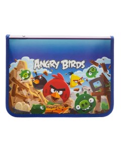 Папка для тетрадей Angry Birds пластиковая А4ф с откидной планкой на молнии Hatber