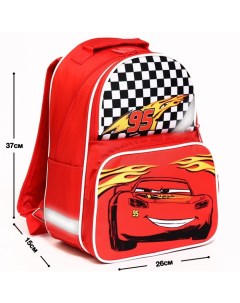 Рюкзак школьный с эргономической спинкой Молния Макуин Тачки 37x26x13 см красный Disney