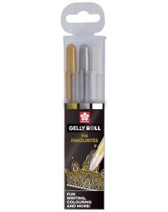 Набор ручек гелевых Gelly Roll Mix POXPGBMIX3A белые золотые серебряные 3 шт Sakura