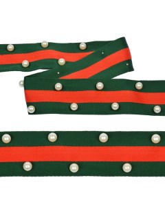 Тесьма стропа с бусинами 40 мм х 13 71 м цвет зеленый красный арт TBYPB8 Китай