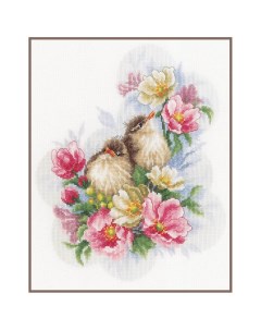 Набор для вышивания Птички на цветочной ветке 28х33см Lanarte