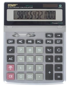 Калькулятор STF 1712 12 разрядов двойное питание 200х152 мм Staff