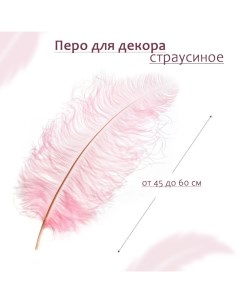 Перо для декора длина от 45 до 60 см цвет розовый Nobrand