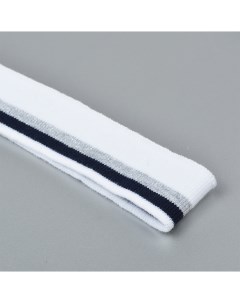 Ткань полиэстер 73021 35х80 см 5 шт белый с темно синей и серебряной полосами Tby
