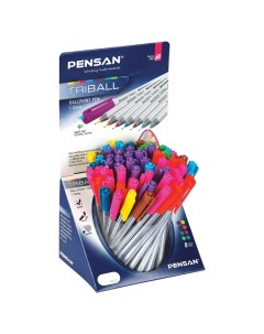 Набор из 60 шт Ручка шариковая масляная Triball Colored яркие цвета ассорти Pensan