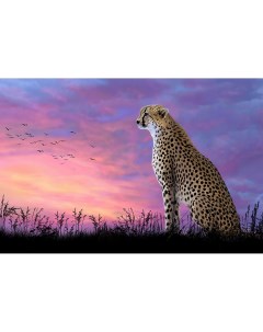 Алмазная мозаика Леопард на закате полн выкладка 40х60 см квадратные стразы Алмазное хобби