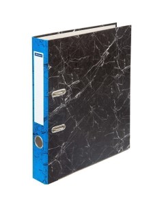 Папка регистратор 50мм мрамор черная синий корешок нижний метал кант Officespace