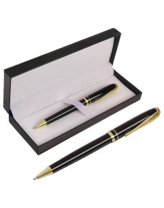 Шариковая ручка подарочная в кожзам футляре поворотная Черная с золотом Calligrata