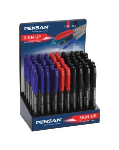 Набор из 60 шт Ручка шариковая масляная с грипом Sign Up классические цвета Pensan