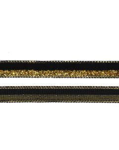 Лента бархатная 10 мм цвет черный золото 30 м Tby