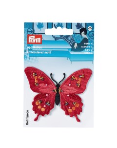 Термоаппликация с бусинами Бабочка красная 3х5 см Prym