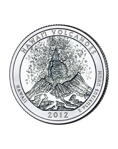 Памятная монета 25 центов квотер Национальные парки Гавайские вулканы США 2012 г в без обр Nobrand