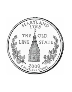 Памятная монета 25 центов квотер Штаты и территории Мэриленд США 2000 г в без обр Nobrand