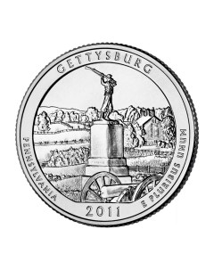 Памятная монета 25 центов квотер Национальные парки Геттисберг США 2011 г в без обр Nobrand