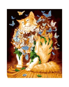 Картина по номерам на холсте 40х50 Кошачье счастье с эпоксидной смолой Delart