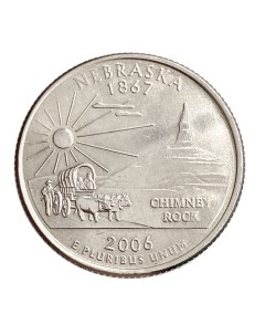 Памятная монета 25 центов квотер Штаты и территории Небраска США 2006 г в без обр Nobrand