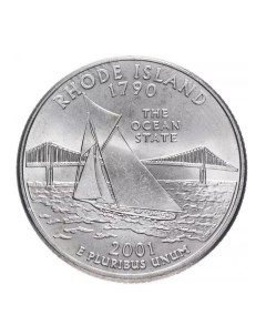 Памятная монета 25 центов квотер Штаты и территории Род Айленд США 2001 г в без обр Nobrand
