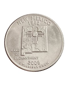 Памятная монета 25 центов квотер Штаты и территории Нью Мексико США 2008 г в без обр Nobrand