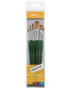 Набор кистей Синтетика Creative Line 6 шт ассорти короткая ручка Pinax